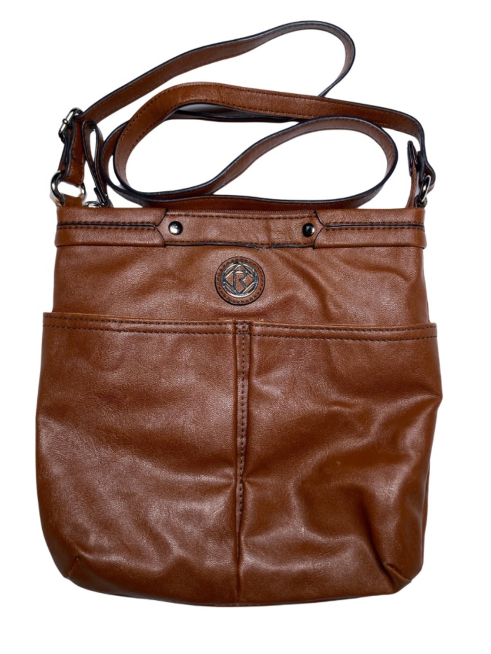 Relic by Fossil Brown Faux Leather Multi-Pocket Crossbody Bag Boho Festival